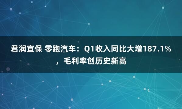 君润宜保 零跑汽车：Q1收入同比大增187.1%，毛利率创历史新高